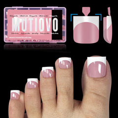 MUTIOVO – pointes d’ongles d’orteil à pointe française rose framboise pour pédicure rapide.