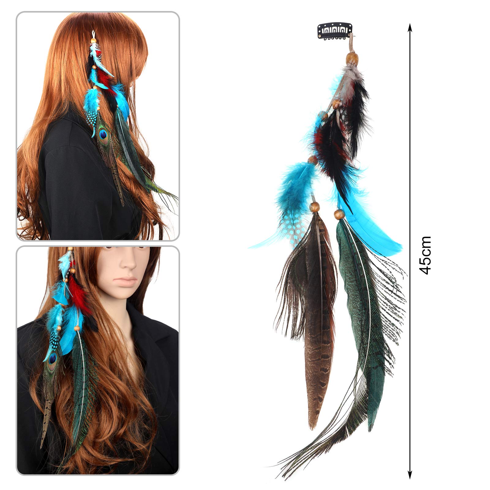 MWOOT mélange noir-brun-vert: plumes polyvalentes pour tous types de cheveux