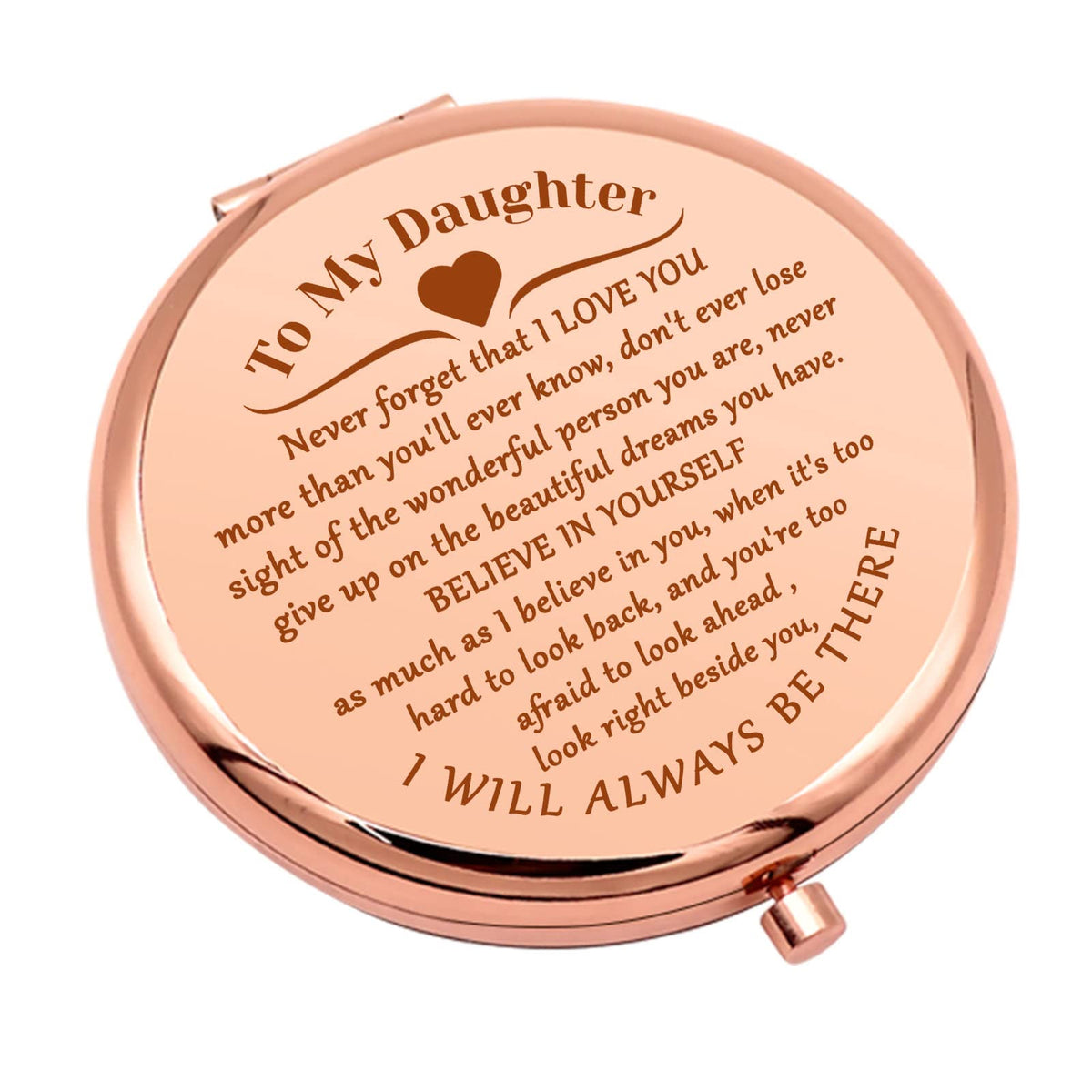 Miroir compact Mwphuy ouvert, parfait pour retouches rapides en déplacement.