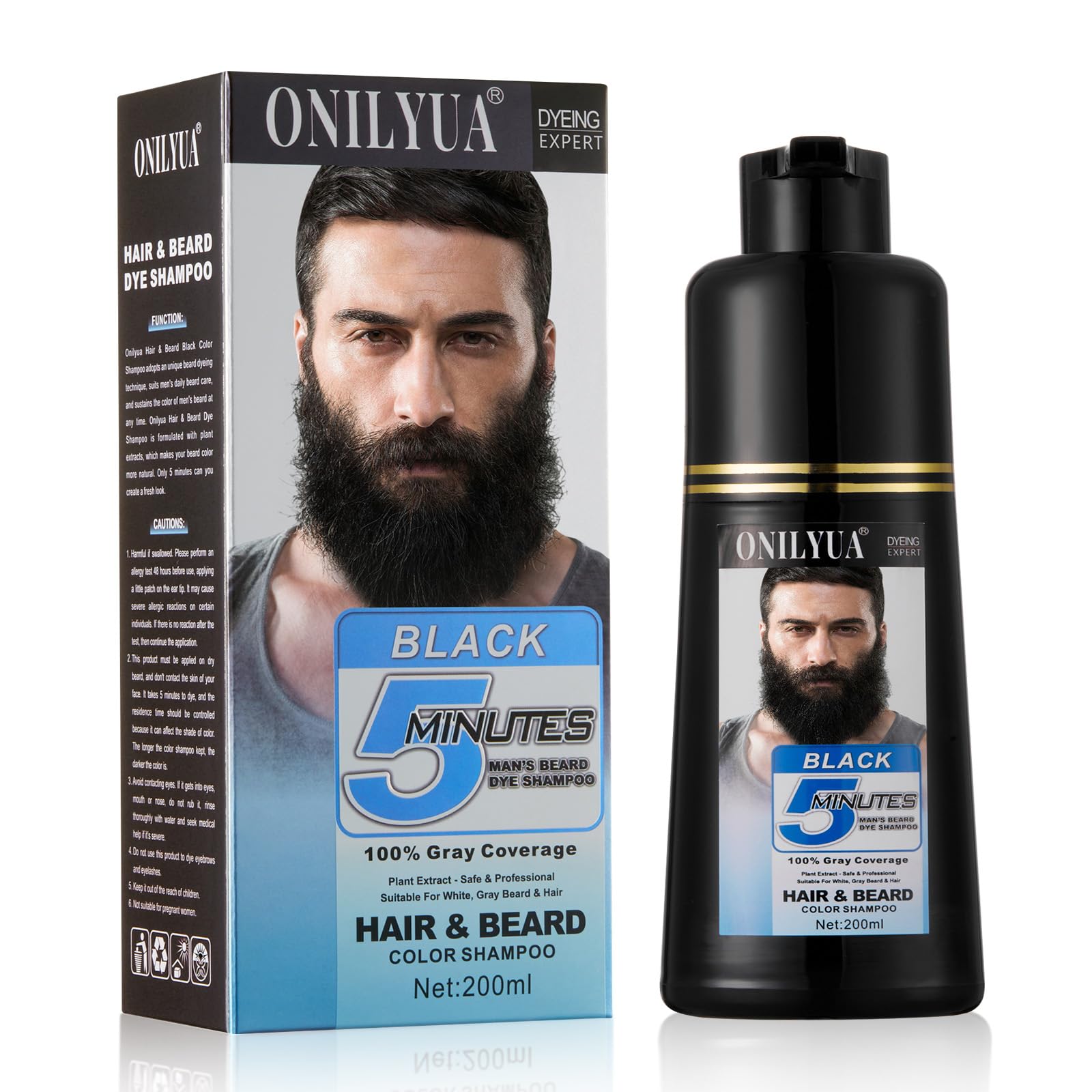 Mxvbaty shampoing teint barbe noir en 5 minutes pour un look masculin renforcé.
