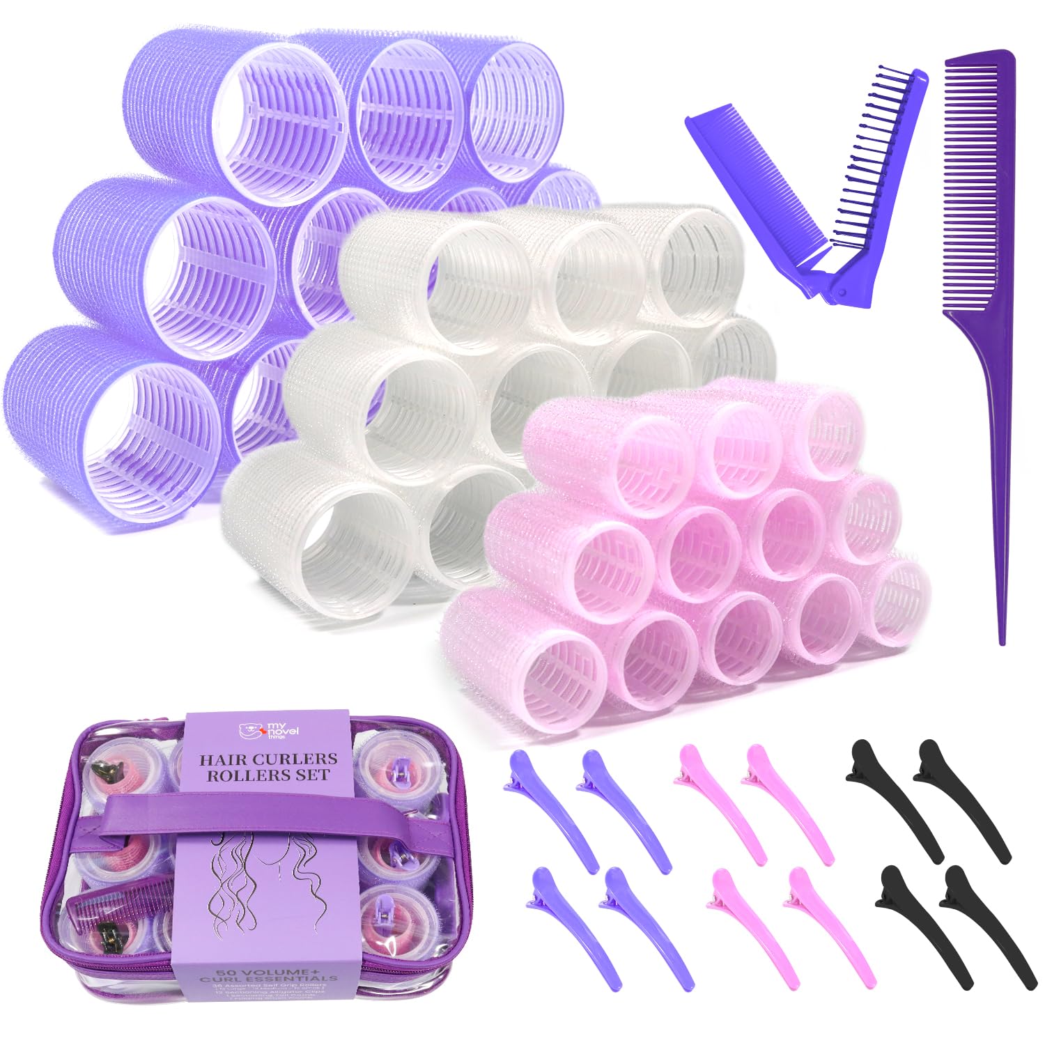 my novel things rouleaux velcro grands-petits pour volume durable et coiffure facile