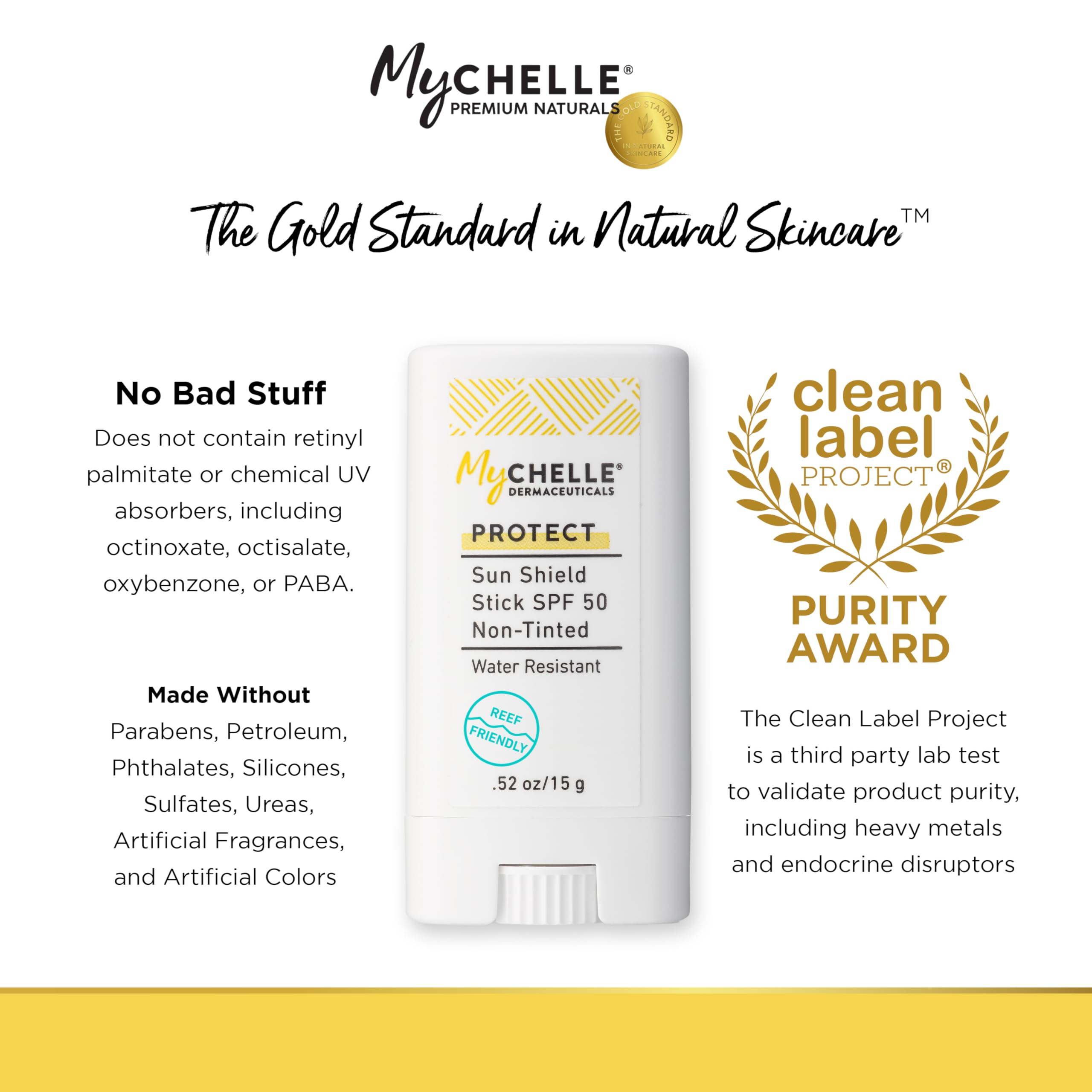 Application facile sur le visage avec le bâton MyChelle SPF50
