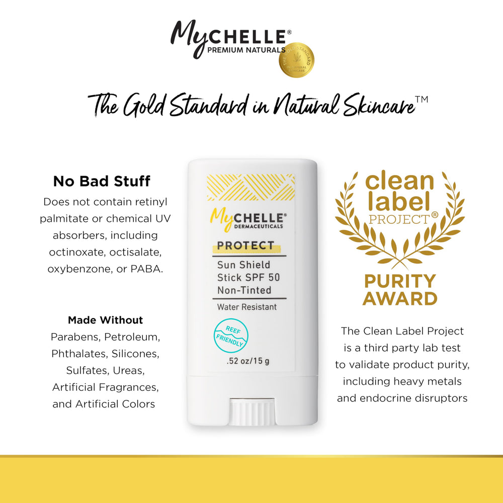 Application facile sur le visage avec le bâton MyChelle SPF50