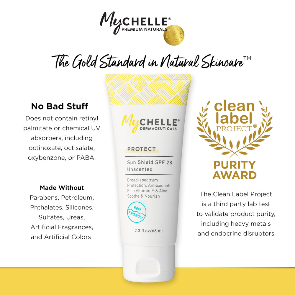 MyChelle Bouclier Solaire SPF28 aloé véra et vitamine E — apaise et nourrit la peau.
