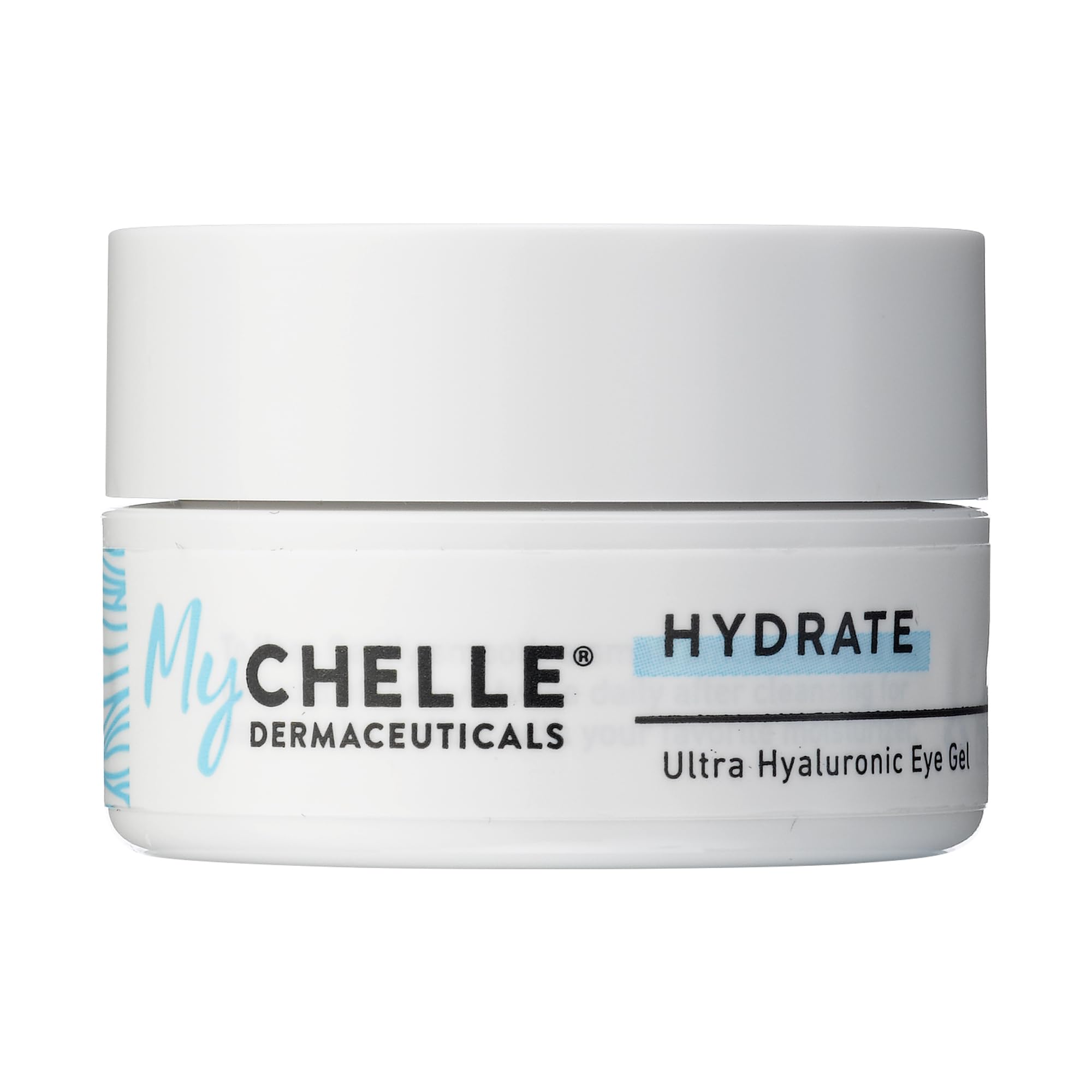 MyChelle Gel Yeux Hyaluronique Ultra dans son conteneur, hydratation prête à l'emploi.
