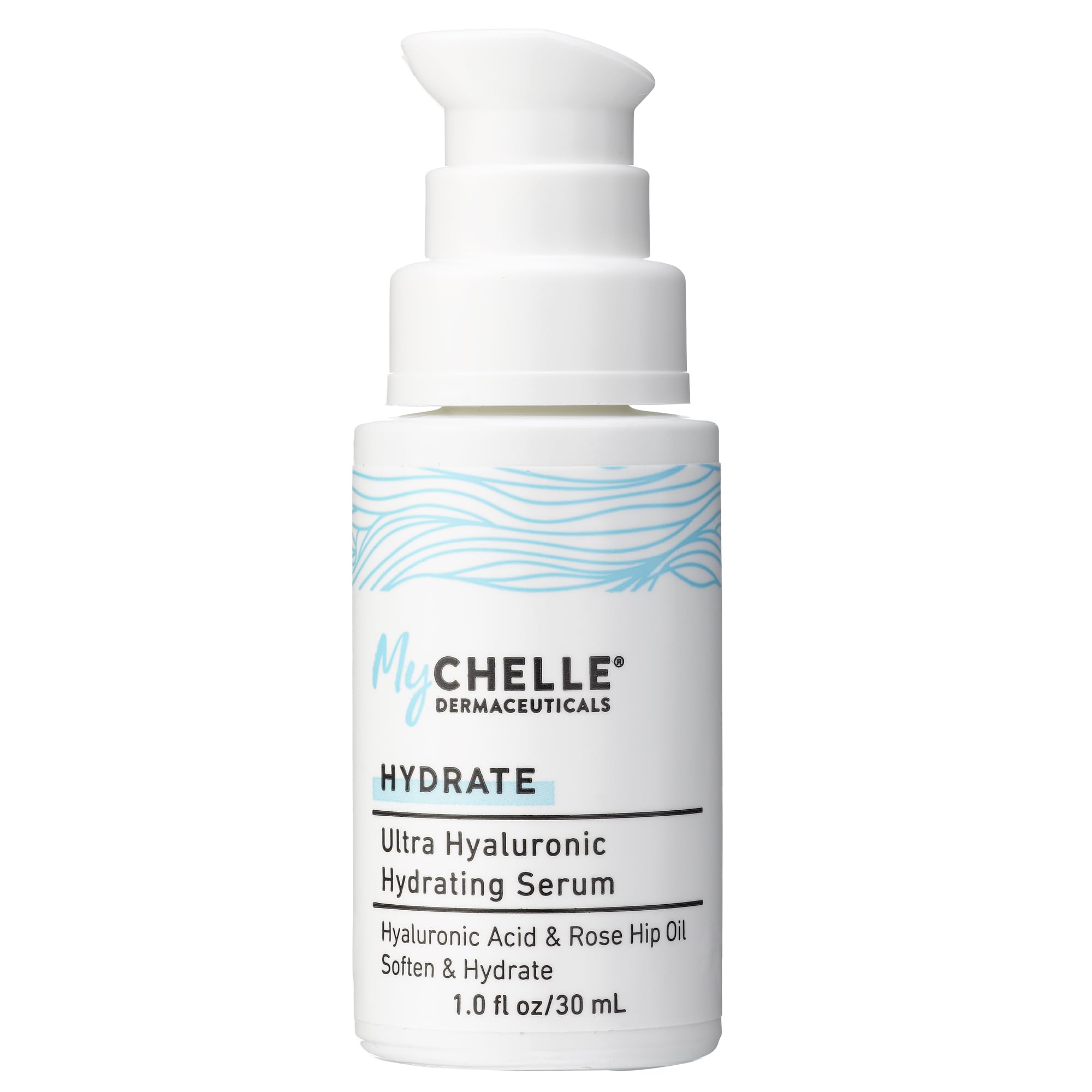 MyCHELLE Sérum Hyaluronique Ultra, flacon pompe, hydratation durable pour peau sèche.