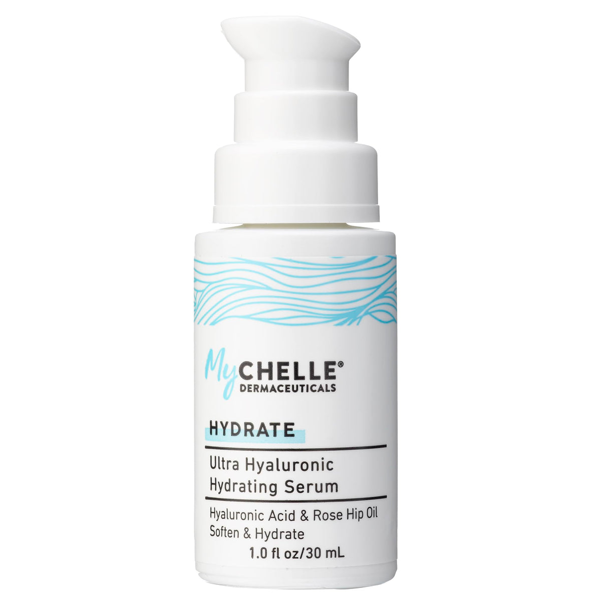 MyCHELLE Sérum Hyaluronique Ultra, flacon pompe, hydratation durable pour peau sèche.