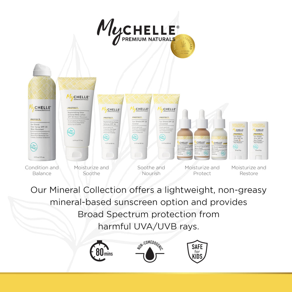 MyChelle Sun Shield Clear Spray suitable for face and body use.