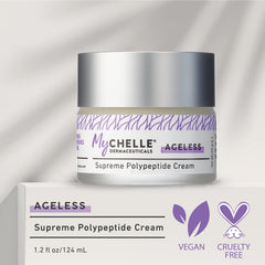 Texture veloutée de MyCHELLE Polypeptide Suprême appliquée sur la peau.