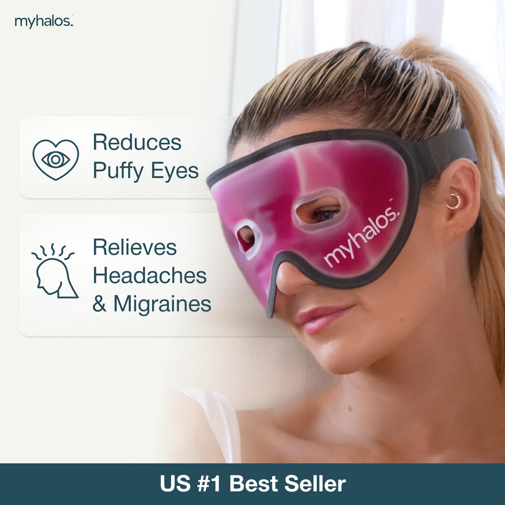 Masque myhalos HM en gel utilisable chaud et froid pour migraines et fatigue oculaire.