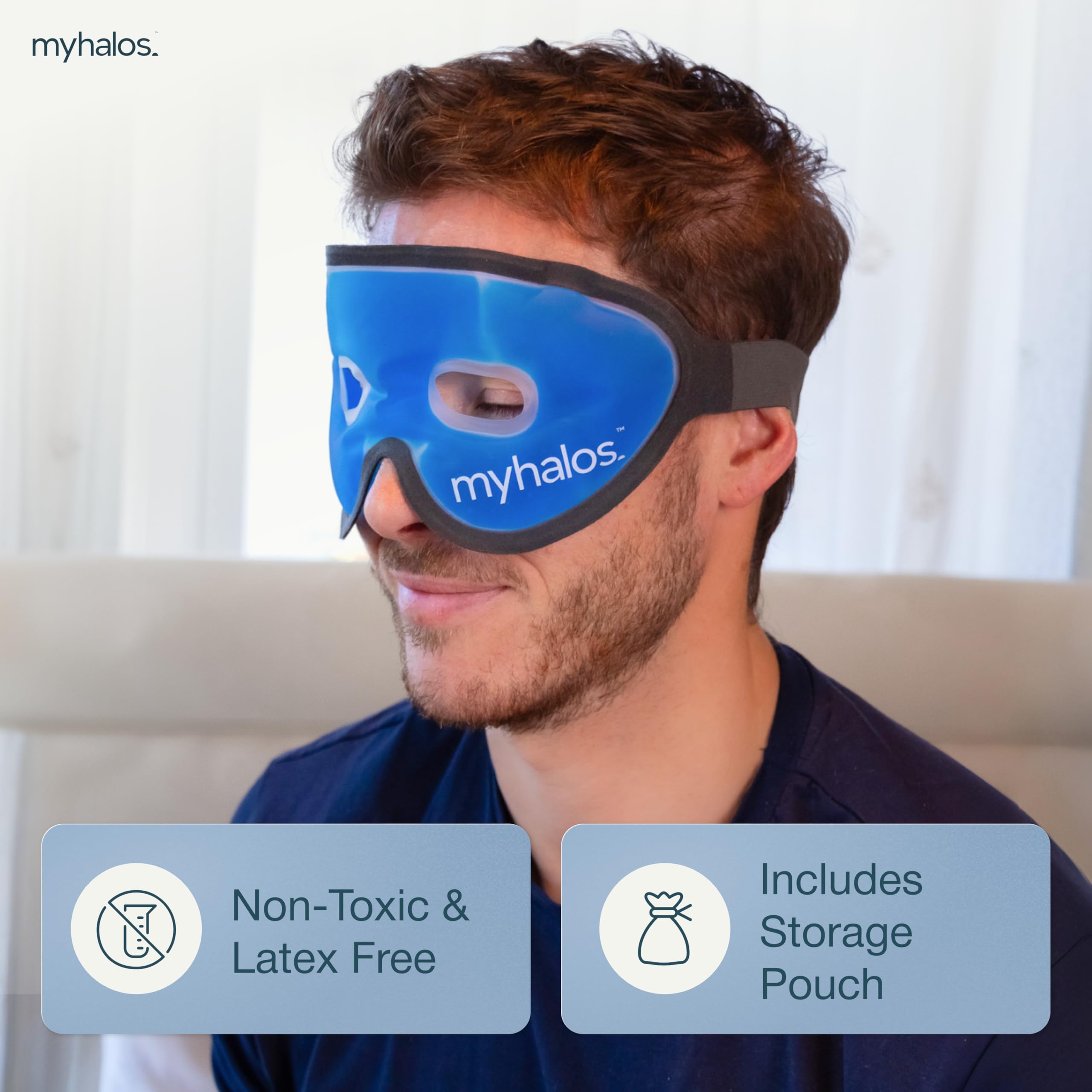 Masque MyHalos avec étui de voyage inclus pour emporter.