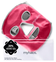 MyHalos Masque Glace Visage Rose pour apaiser gonflement et fatigue oculaire.