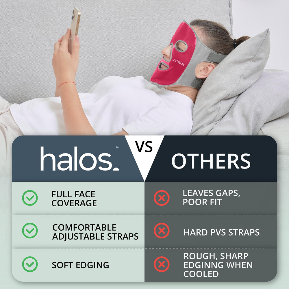 MyHalos Masque thérapie froid/chaud Rose soulage tensions faciales.