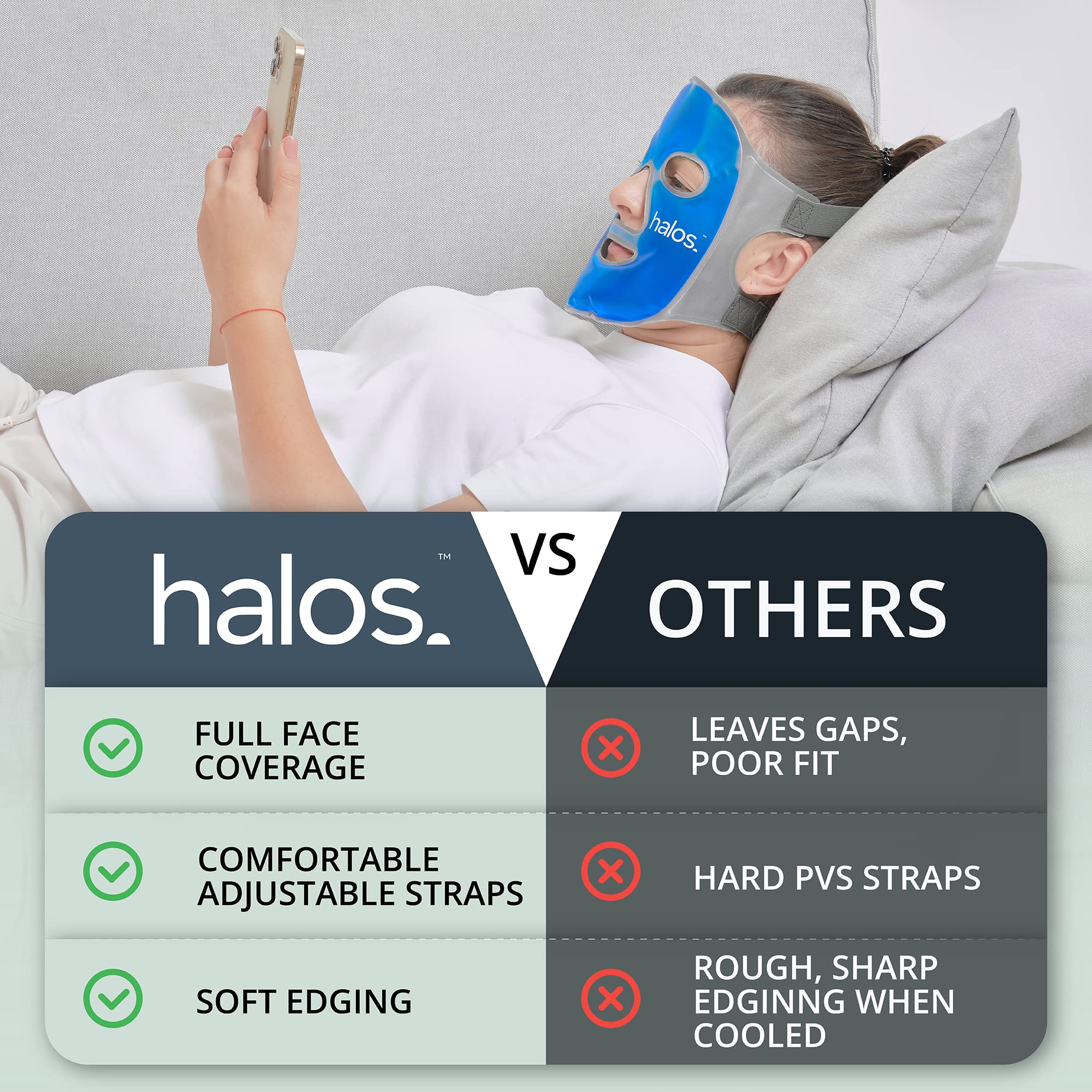 MyHalos Masque Visage Relaxation et Sommeil grâce au refroidissement ciblé.