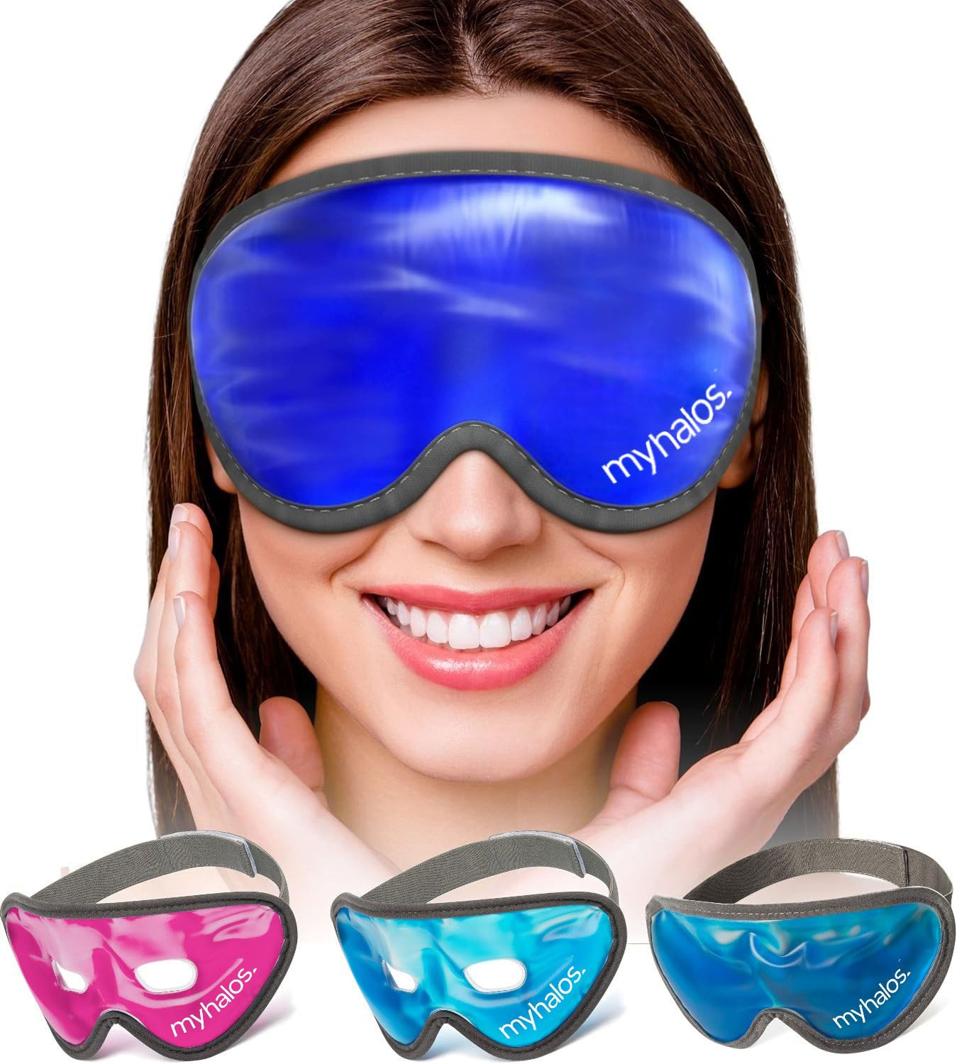 MyHalos masque bleu – masque oculaire gel réfrigérant pour repos et fraîcheur