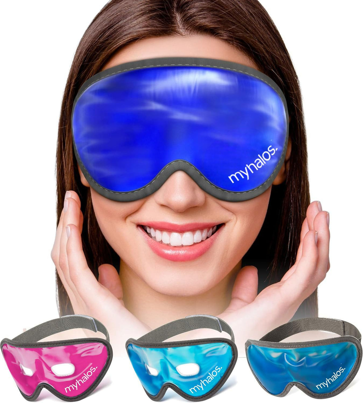 MyHalos masque bleu – masque oculaire gel réfrigérant pour repos et fraîcheur