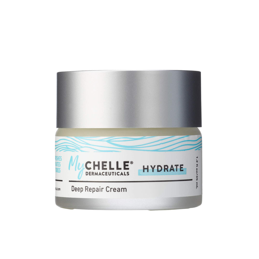 MyCHELLE Deep Repair Cream — bouteille montrant une hydratation intense pour peau sèche.