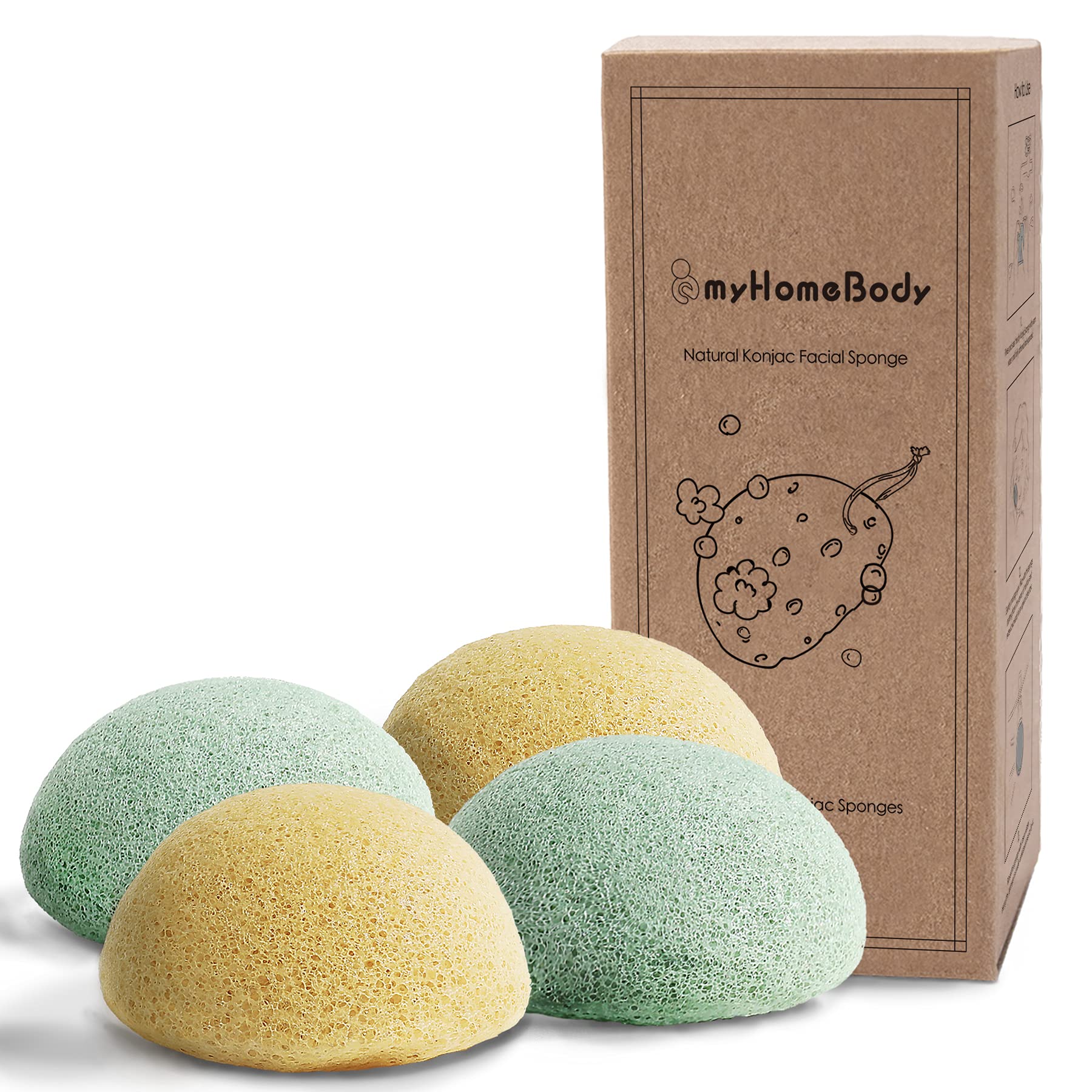 myHomeBody Konjac éponge visage curcuma — nettoyage doux et revitalisant pour le teint