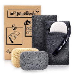 myhomebody-poche-exfoliante-corps montre une poche exfoliante pratique pour le corps.