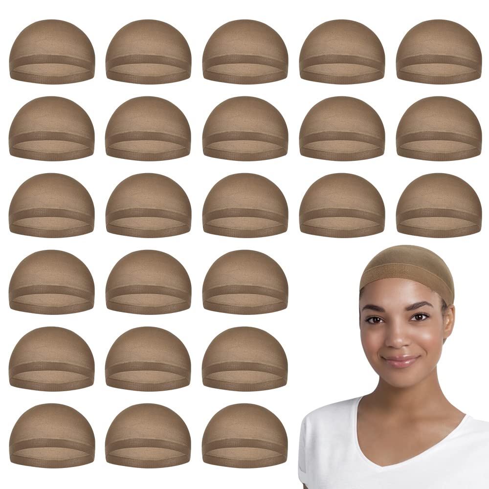 MYKURS cap de perruque en nylon brun pour femmes, confort respirant au quotidien.