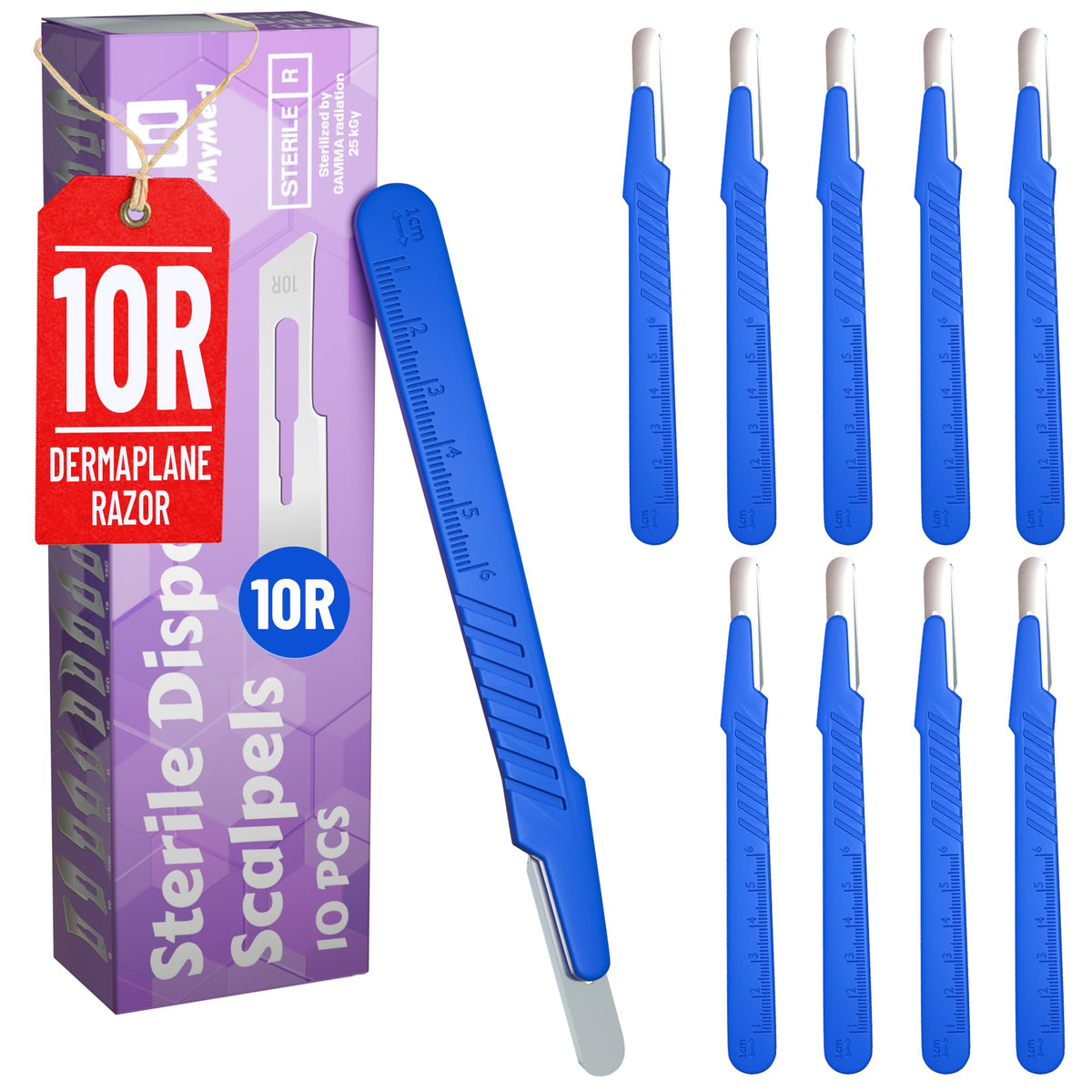 MyMed lames dermaplanage 10R – pack de 10 lames jetables stériles pour usage pratique