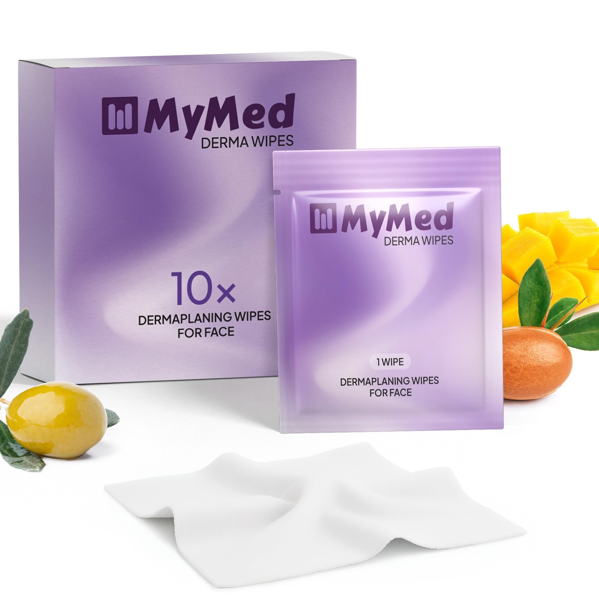 MyMed Dermaplane lingettes huile pour le visage, préparation douce sans résidu.