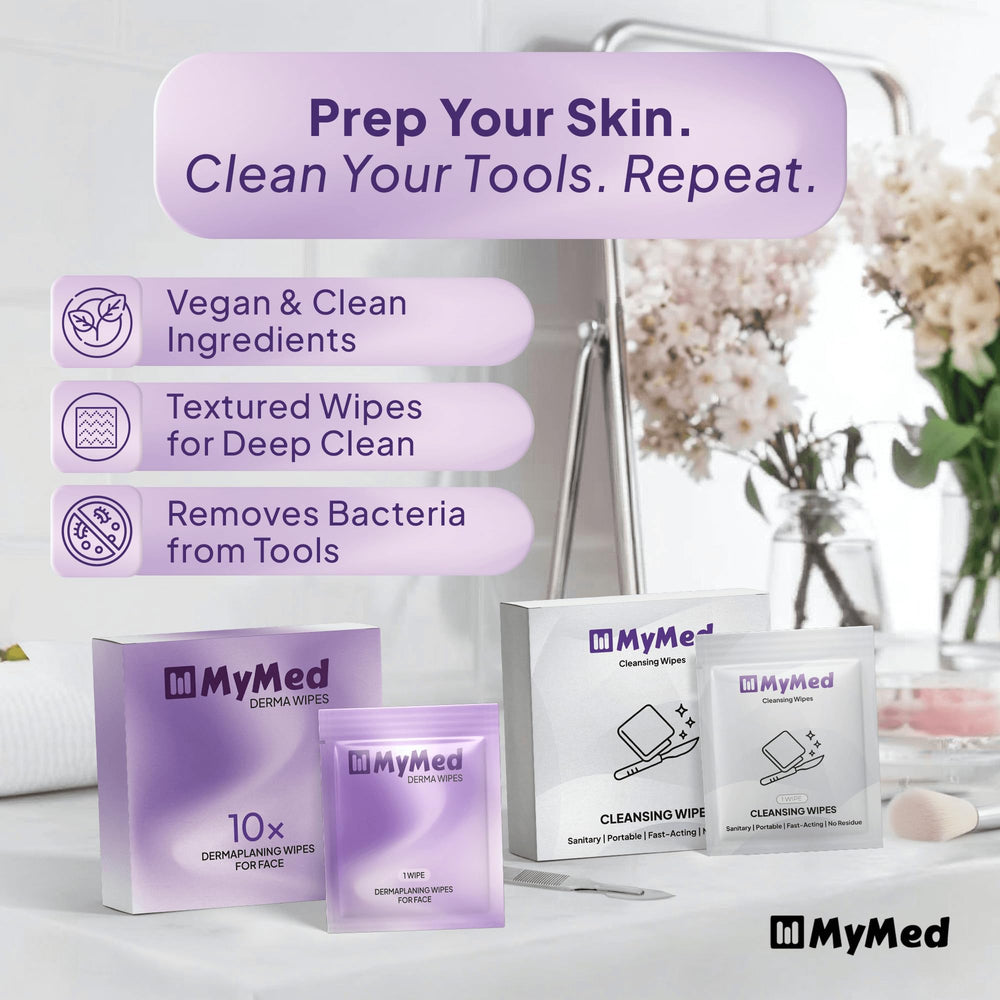 Format voyage MyMed: lingettes individuelles pratiques en déplacement.