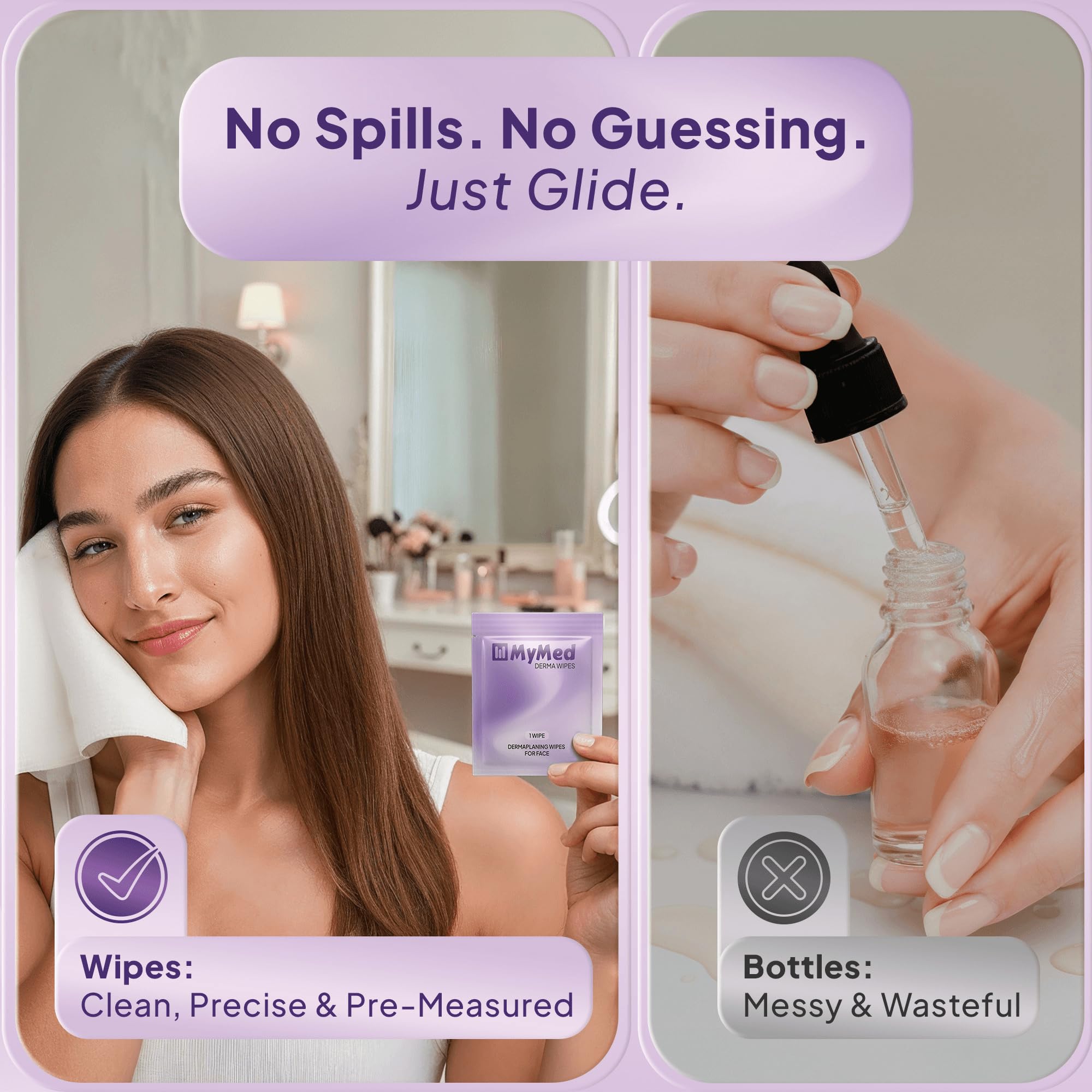 Lingettes MyMed nettoient les outils dermaplane et évitent les résidus.