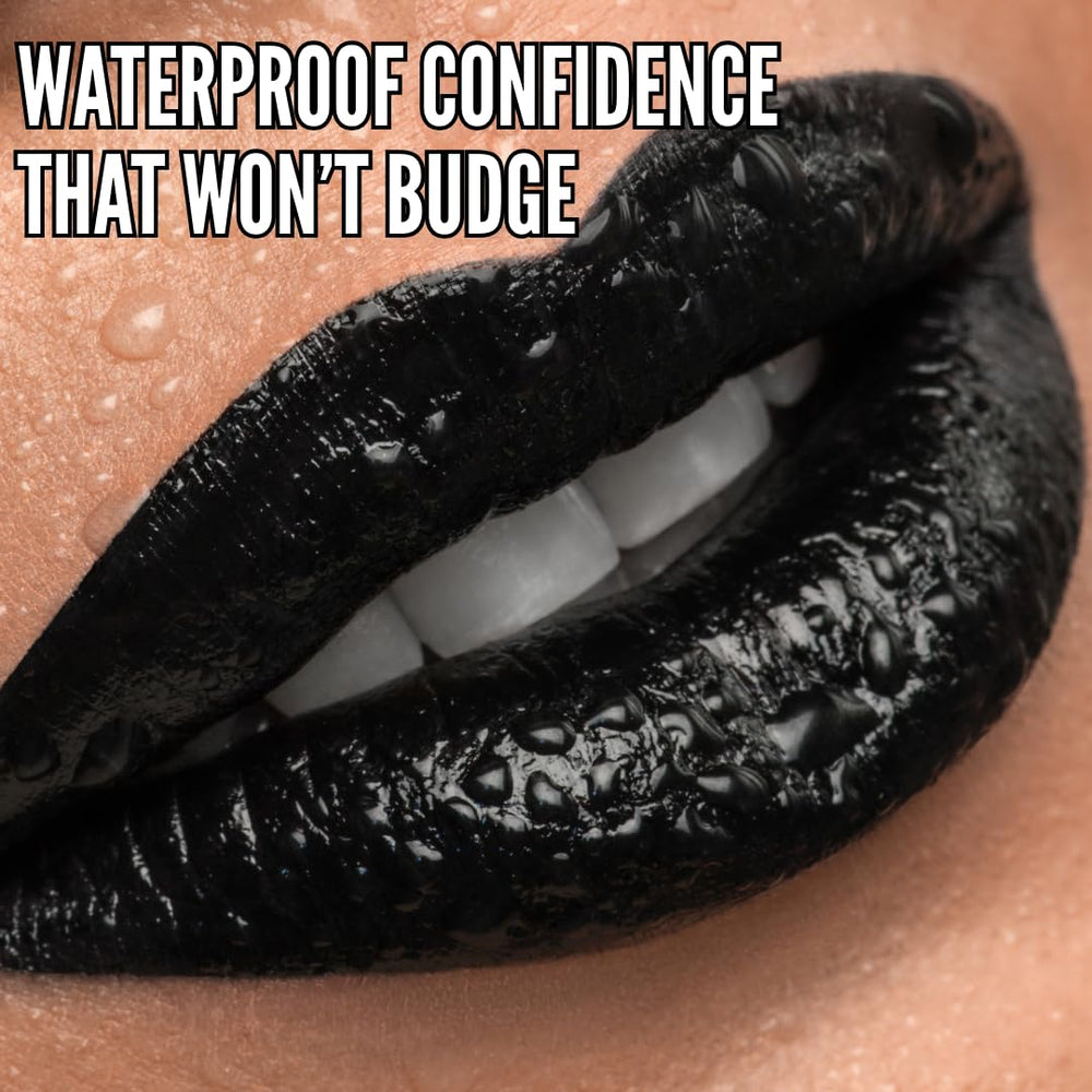 Mynena Matte Lipstick Black texture detail emphasizes smooth, non-drying application.