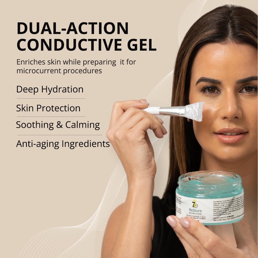 Myolift Restore Gel texture close-up with botanical ingredients
