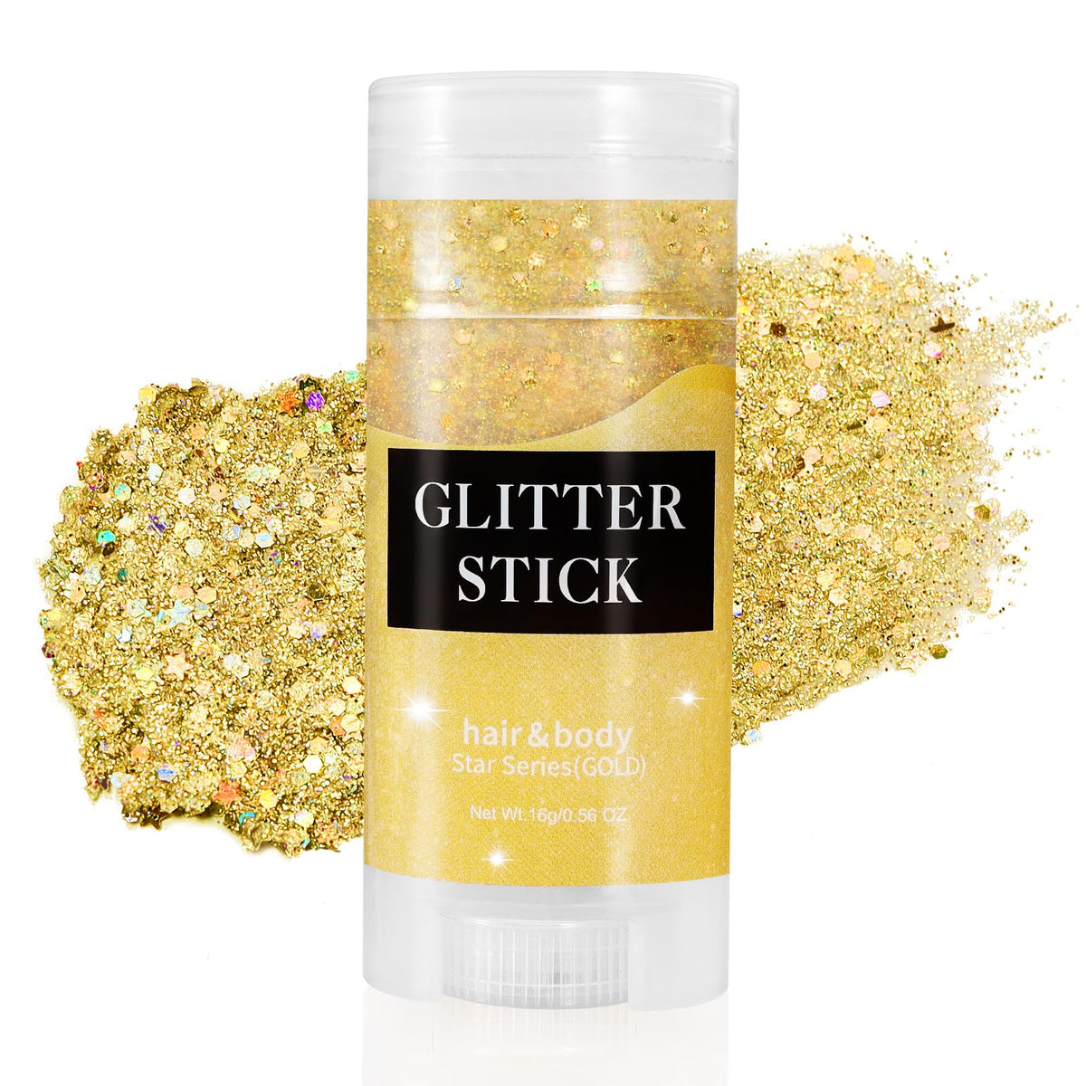 Mysense Stylo Paillettes Dorées – corps et visage, brillance lumineuse.