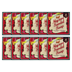 Savon Mysore Sandal, paquet de 12 barres, pratique pour la routine quotidienne.