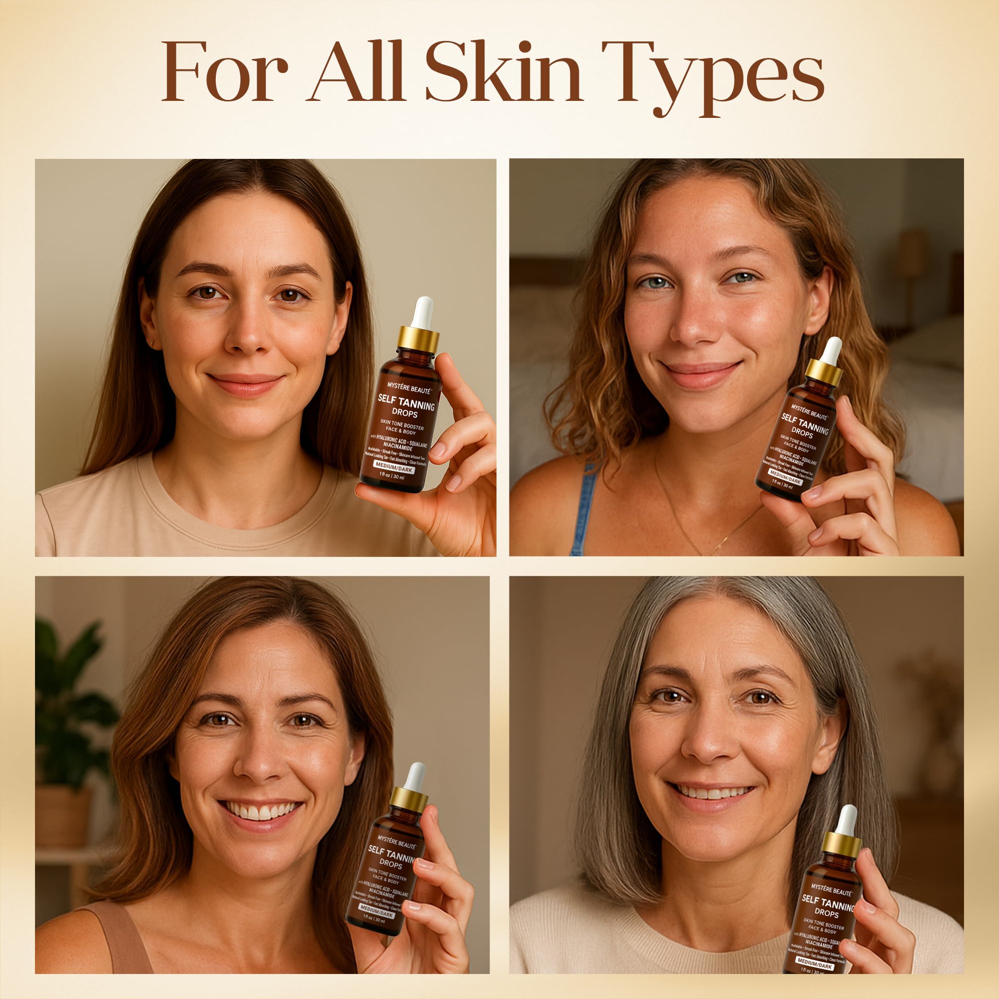 Eclat visage et corps Mystere Beaute bronzage homogène et durable.