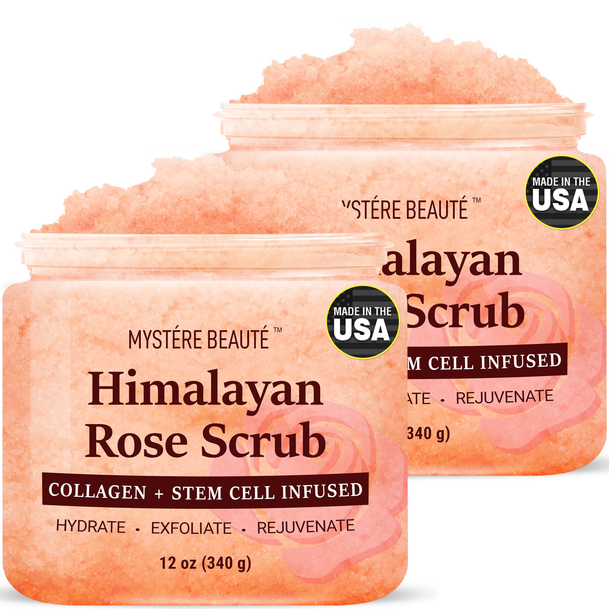 Gommage Mystère Beauté au sel Himalaya, bouteille en vue, exfoliation en douceur pour la peau
