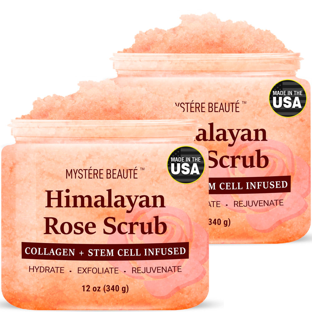 Gommage Mystère Beauté au sel Himalaya, bouteille en vue, exfoliation en douceur pour la peau