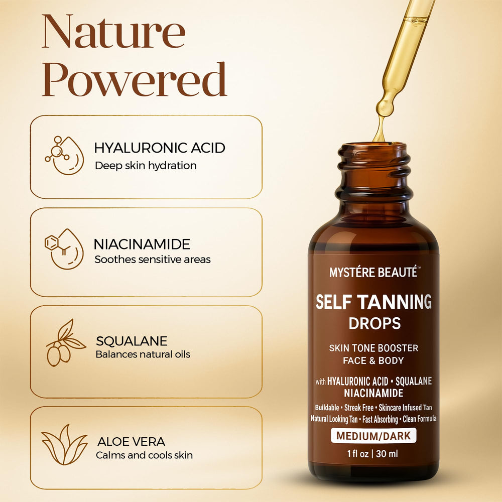 Acide hyaluronique Mystere Beaute peau hydratée pendant le bronzage.