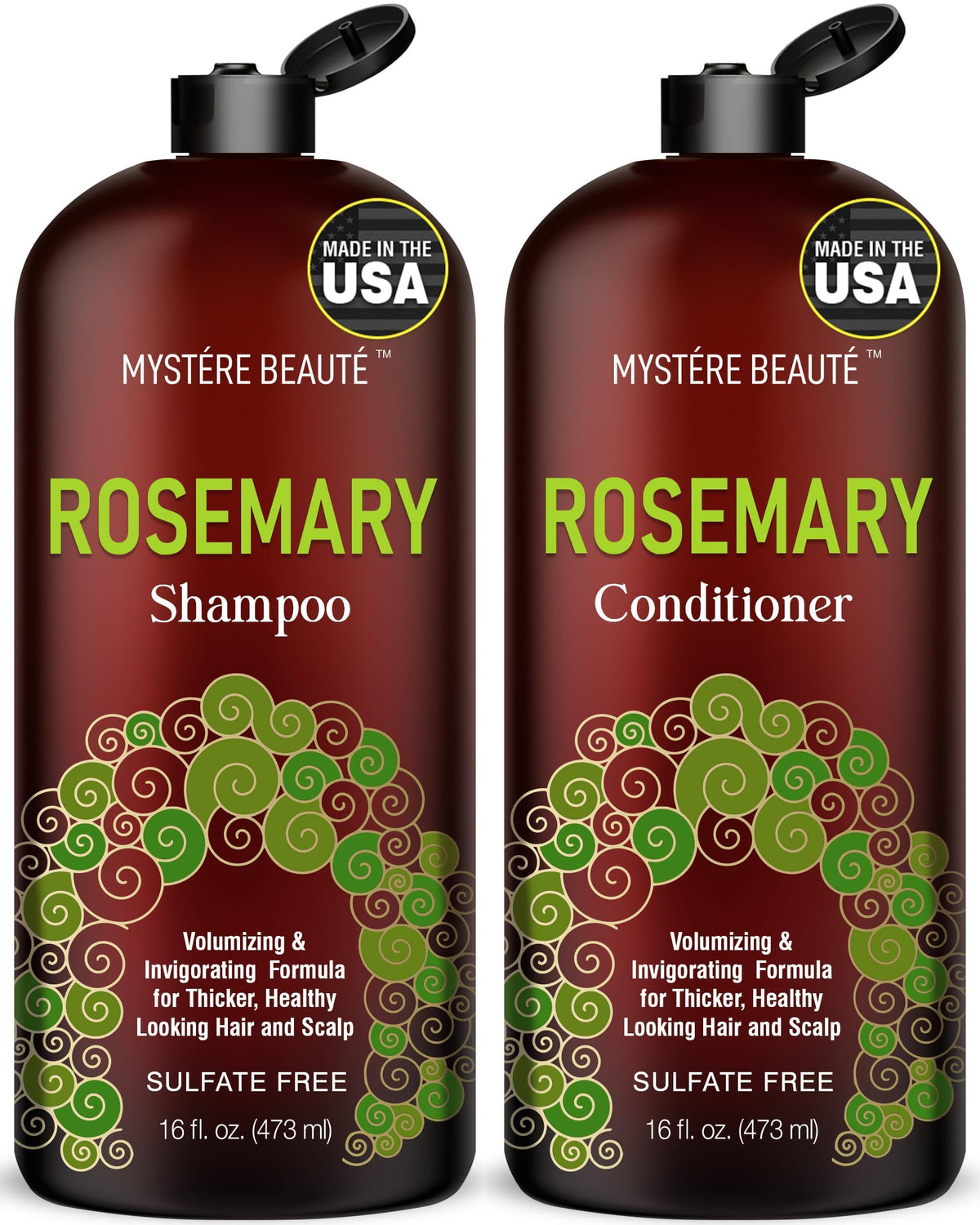 Shampoing Mystère Beauté Romarin en bouteille, revitalisant pour des cheveux plus forts et brillants