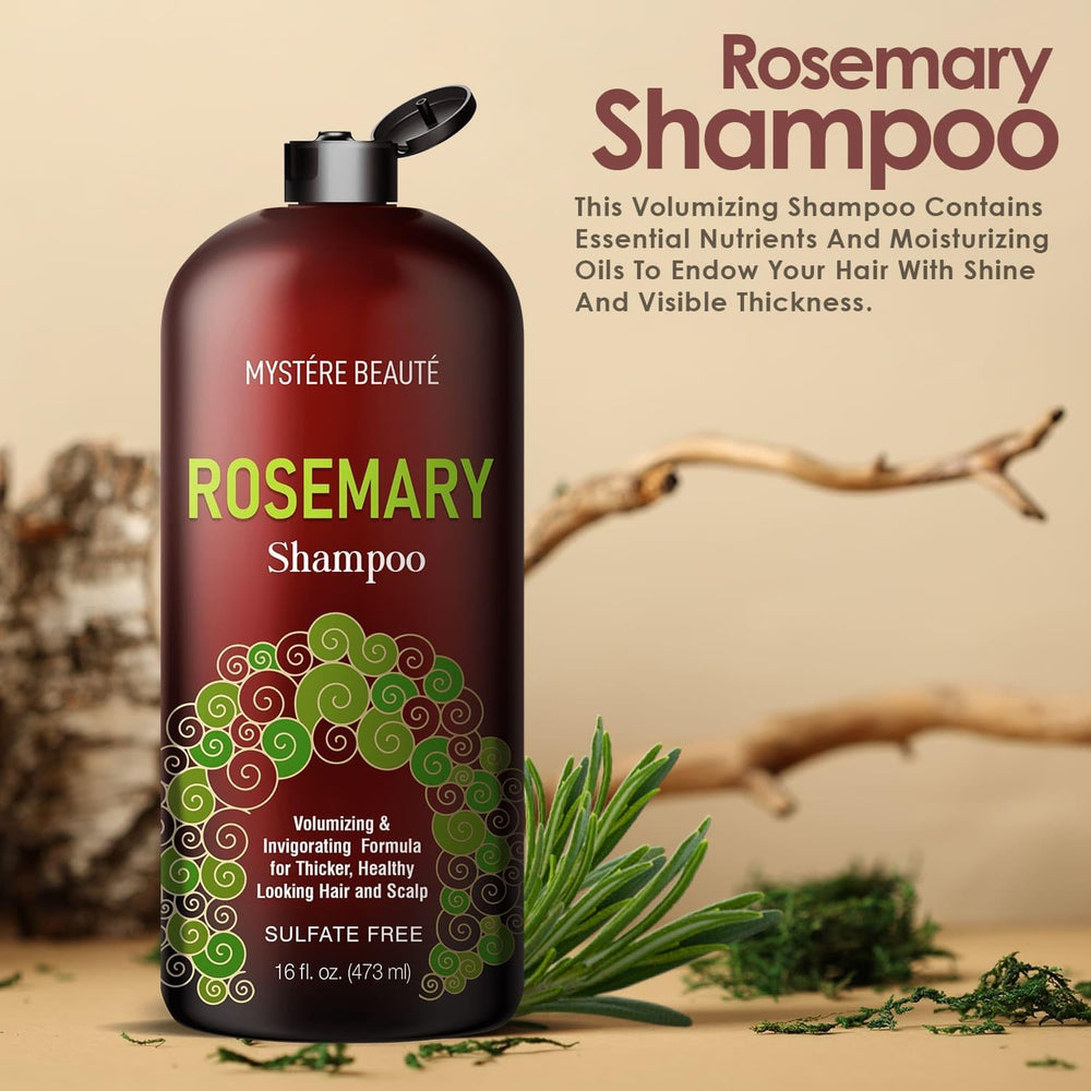 Shampoing Rosemary Mystère Beauté, cuir chevelu purifié et cheveux plus propres.