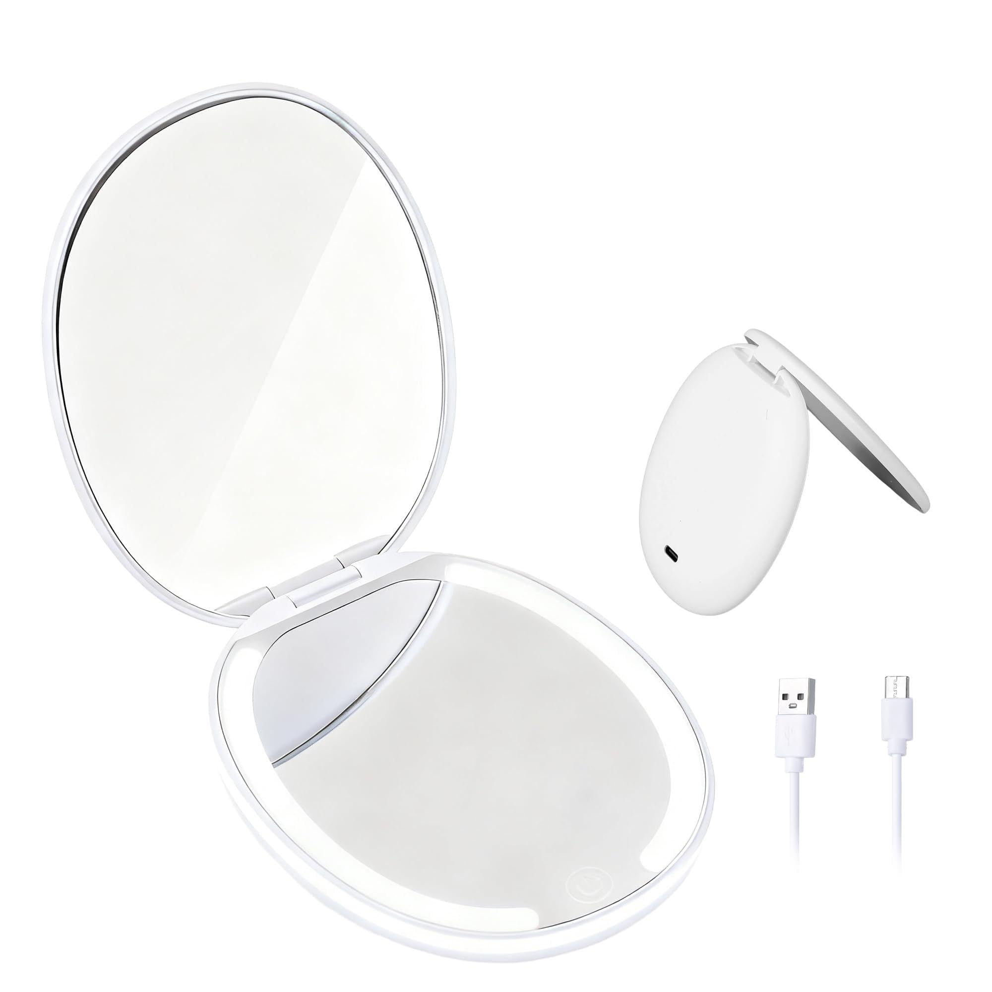 Mytend miroir compact 1x et 5x pour retouches précises en déplacement.