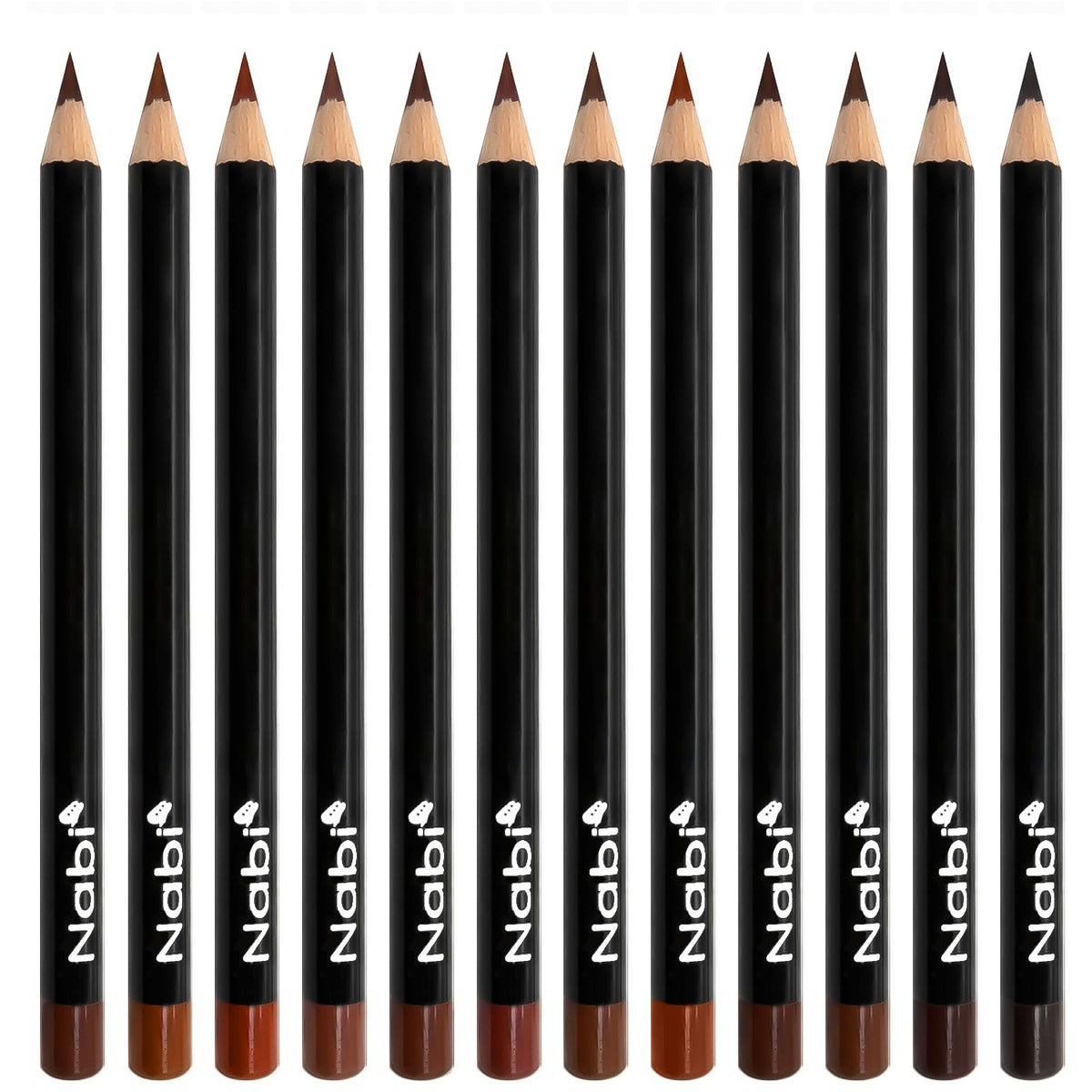Nabi ensemble crayons contour lèvres brun 12 teintes pour tracé précis et longue tenue