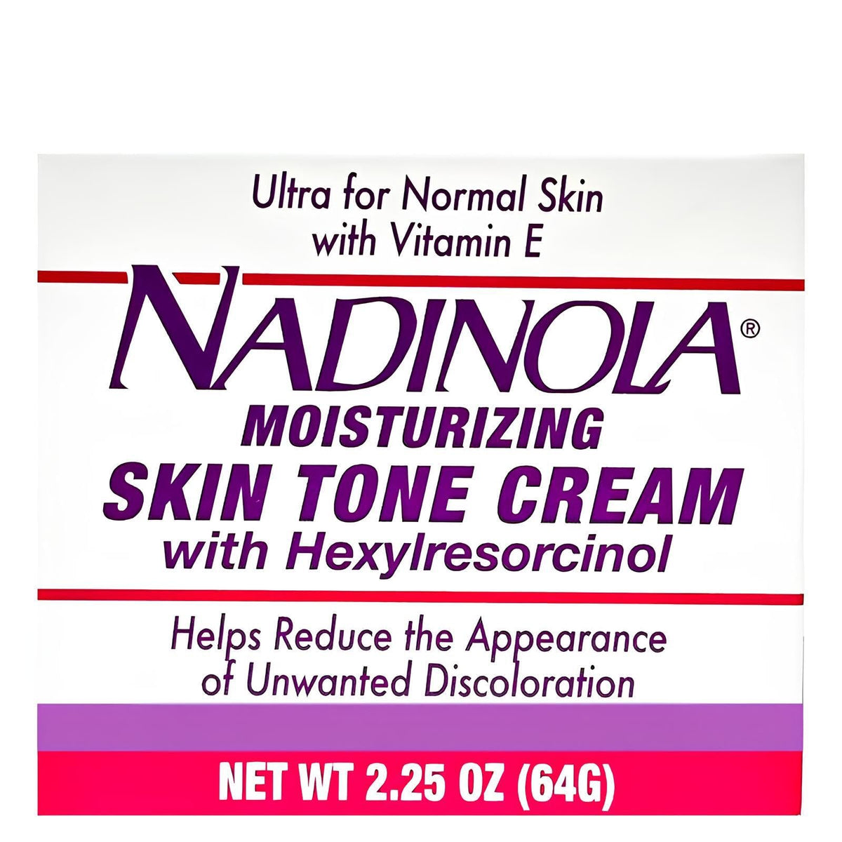 Nadinola crème hydratante pour un teint homogène et naturel.