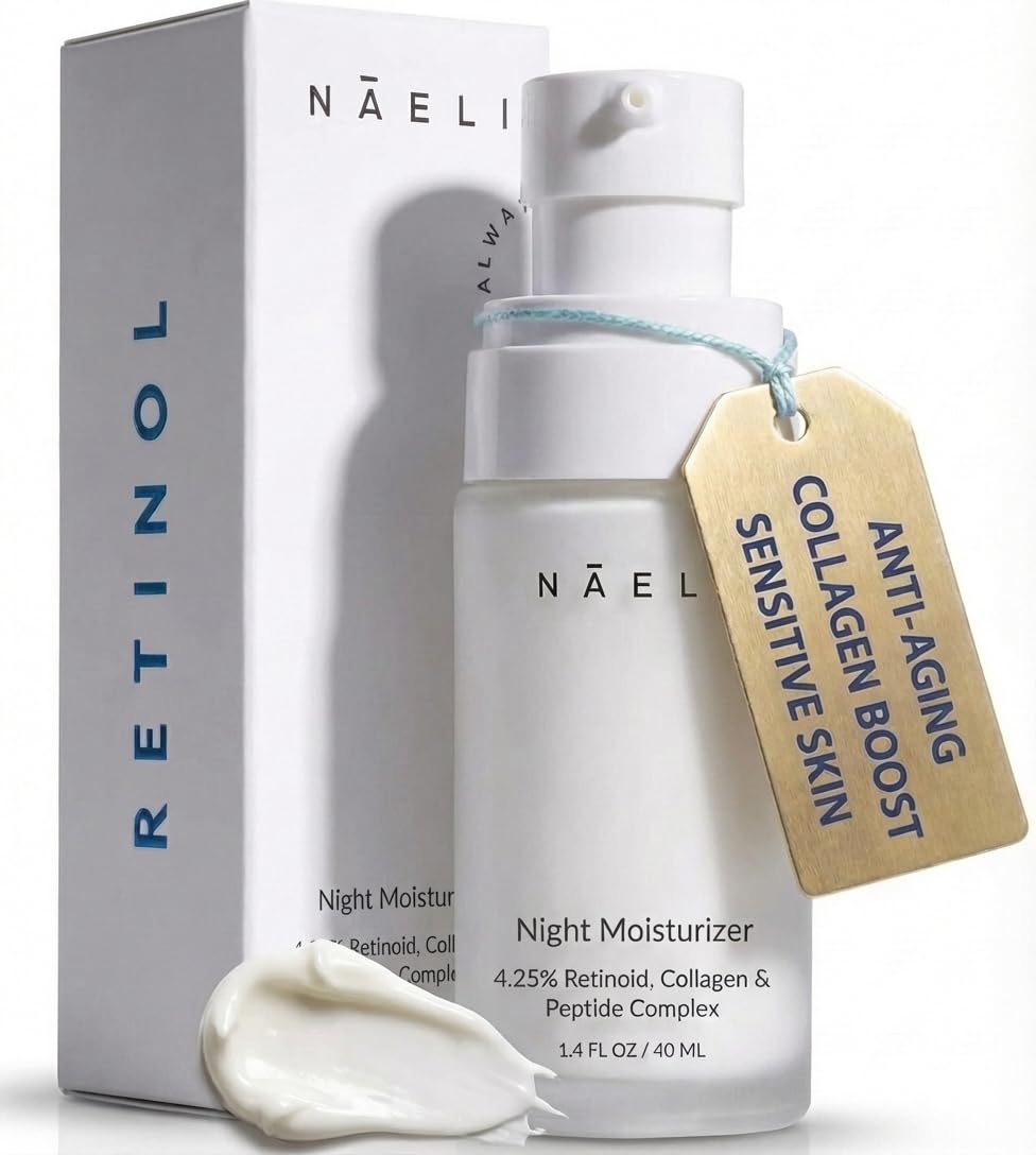 NAELI Crème Rétinol Nuit, bouteille élégante pour nourrir et hydrater la peau.