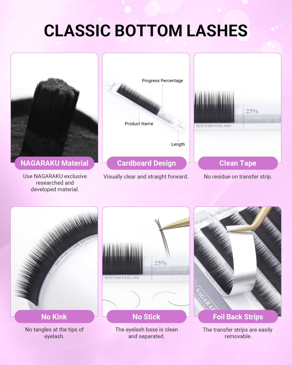 NAGARAKU extensions cils bas longueurs variees pour styles personnalises