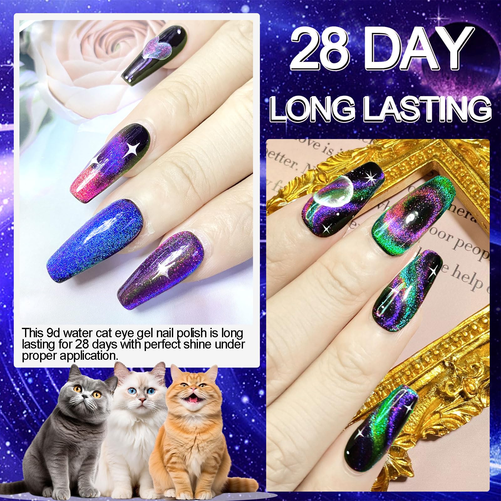 NAIL GIL effet galaxie élégant avec aimant, pour un look cosmique.