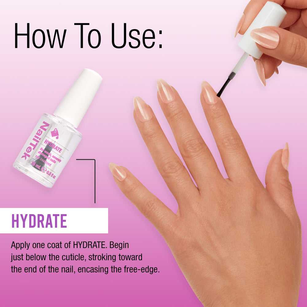 Nail Tek Hydrate Formula 4 surface d’ongle lisse prête au vernis.