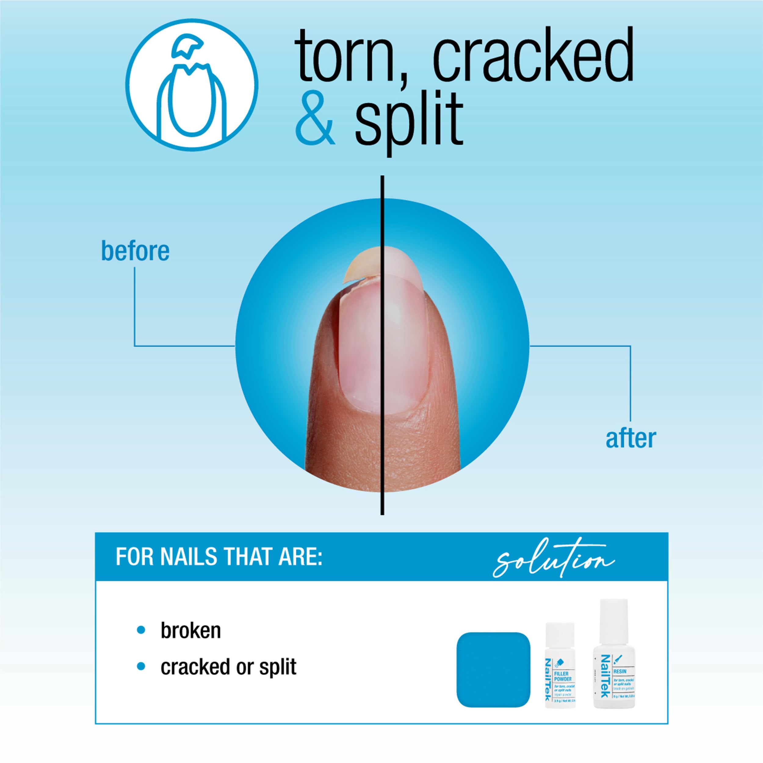 Nail Tek Nail Repair filler powder helps fill gaps for stronger, even nail surfaces
