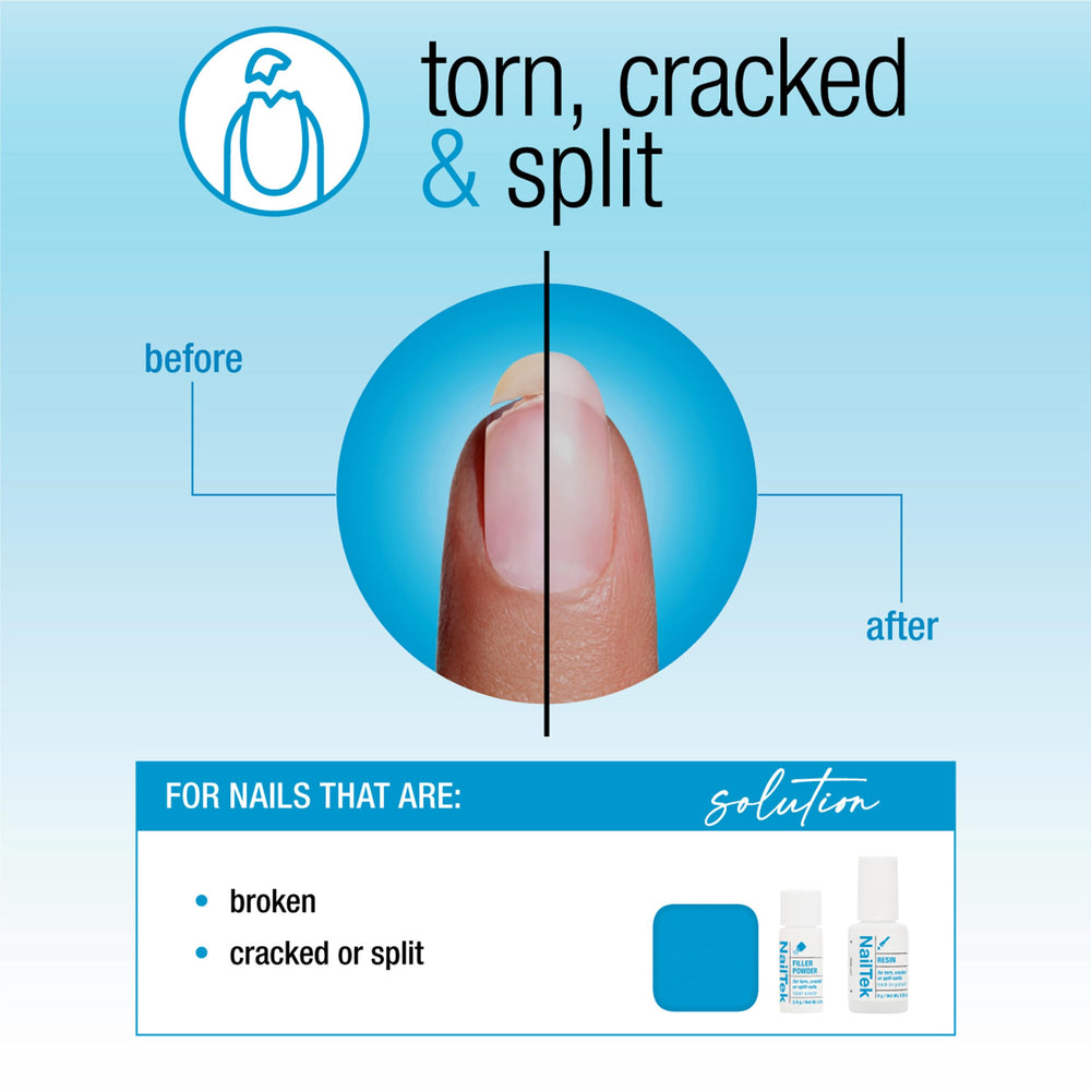Nail Tek Nail Repair filler powder helps fill gaps for stronger, even nail surfaces