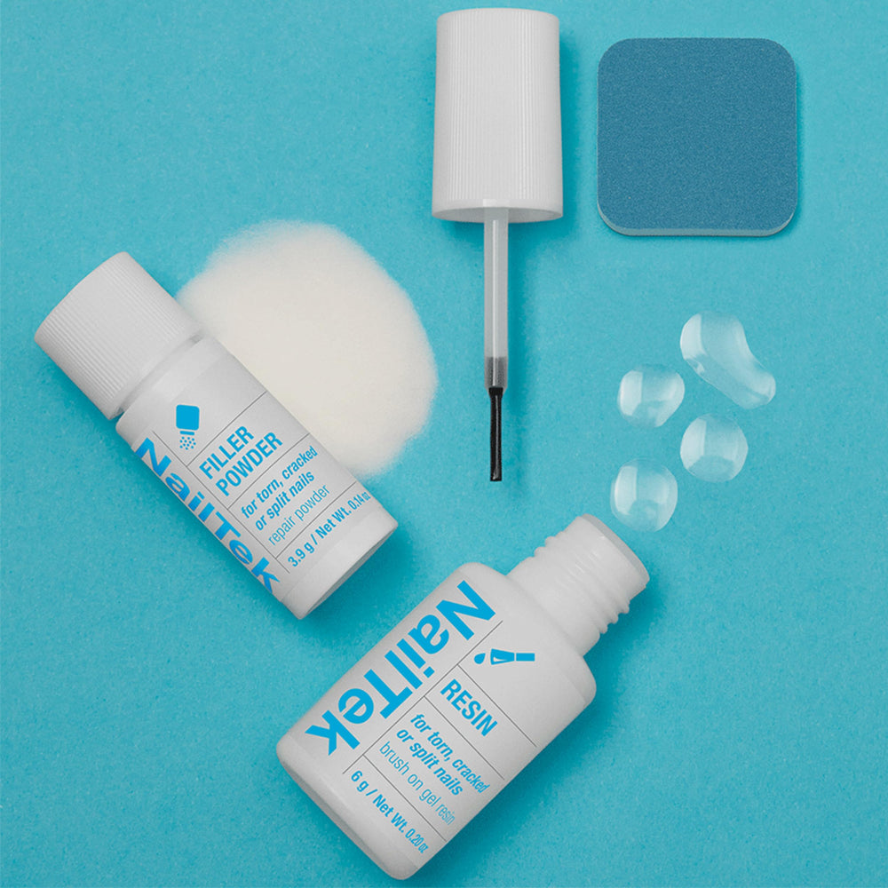 Nail Tek Nail Repair kit packaging shows all-in-one solution for at-home nail care