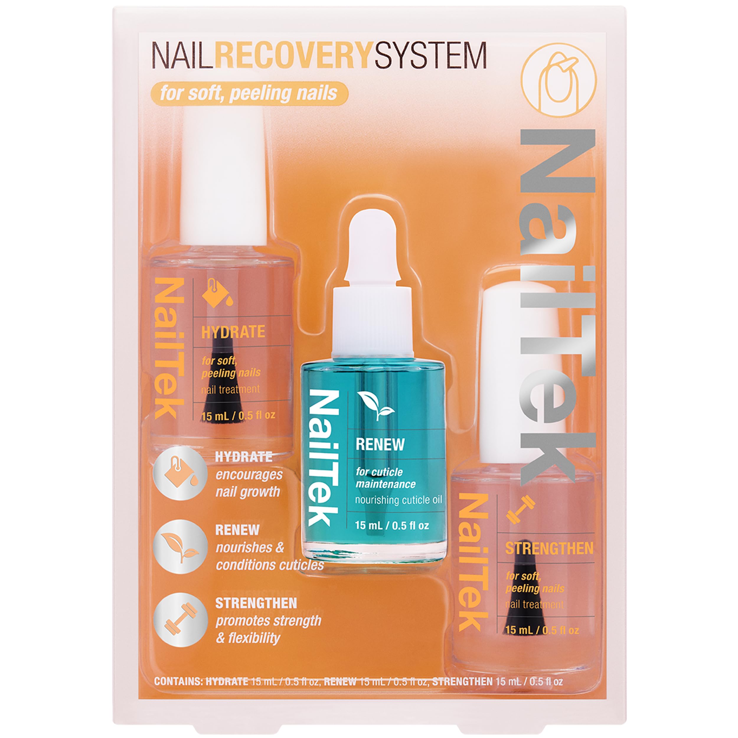 Nail Tek Recovery Kit Hydrate : nourit les ongles fragiles et cassants.