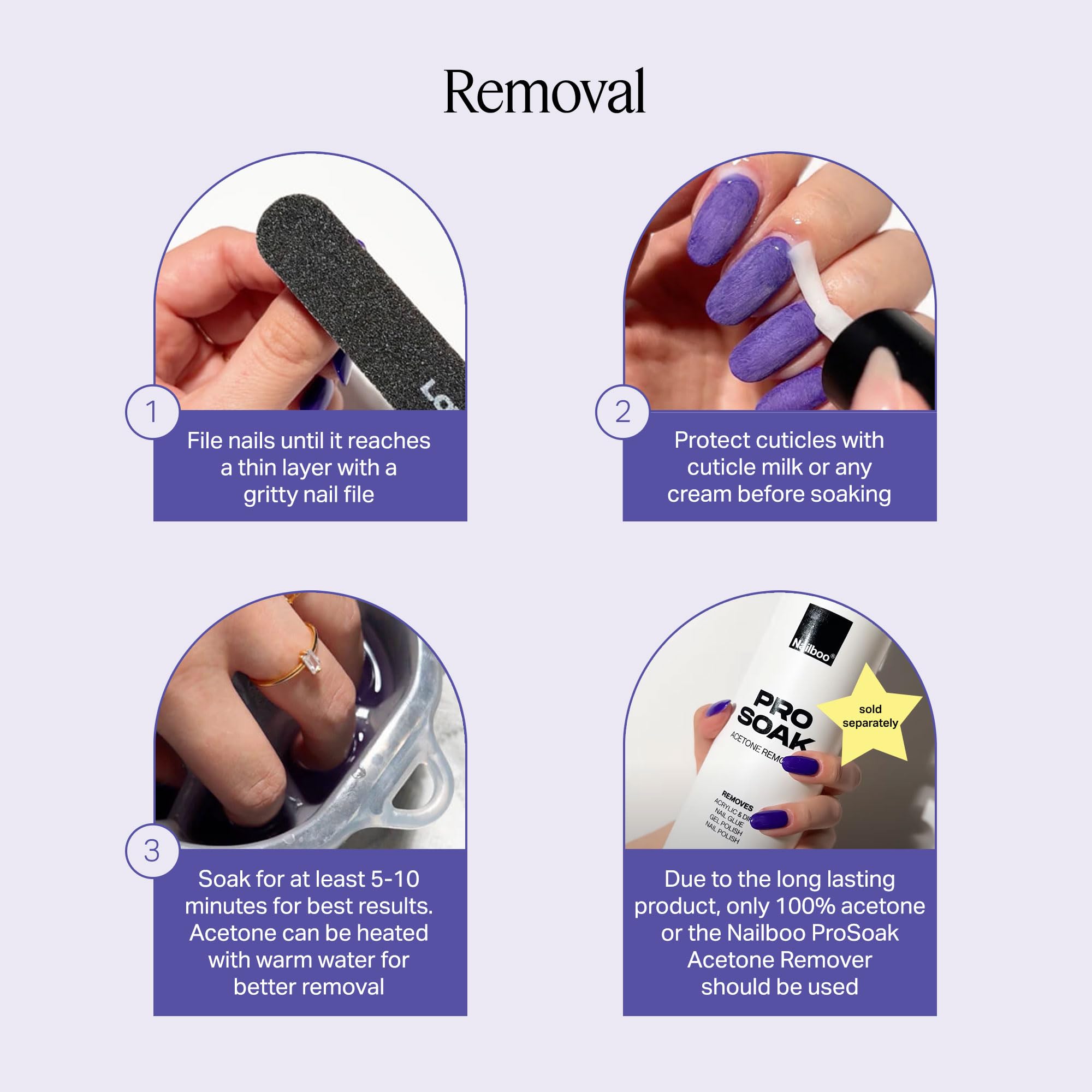 Nailboo Dip Powder Transparente: démontage facile à l’acétone